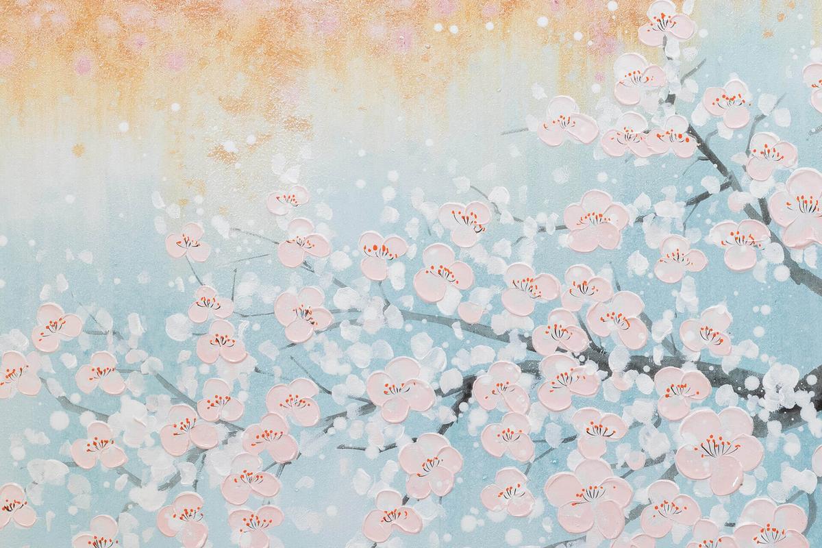 ACRYLBILD HANDGEMALT 120/60 cm - Blau/Pink, Holz/Textil (120/60cm) - KUNSTLOFT
