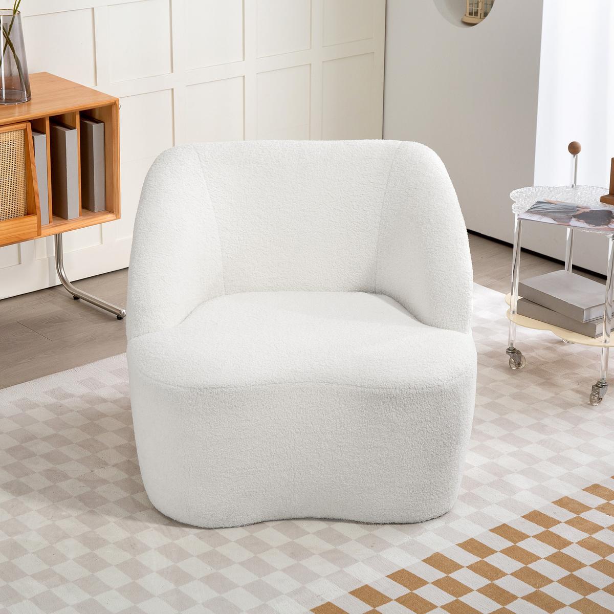 SESSEL Loungesessel mit geschwungenem Design, Polstersessel mit Viles-Optik - Weiß, Kunststoff (81/73.5/82cm) - HOMCOM