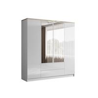 KLEIDERSCHRANK AURORA 4D2SZ mit Schubladen und Griffen - Weiß Hochglanz, Holzwerkstoff (200/213/57cm) - Lookway