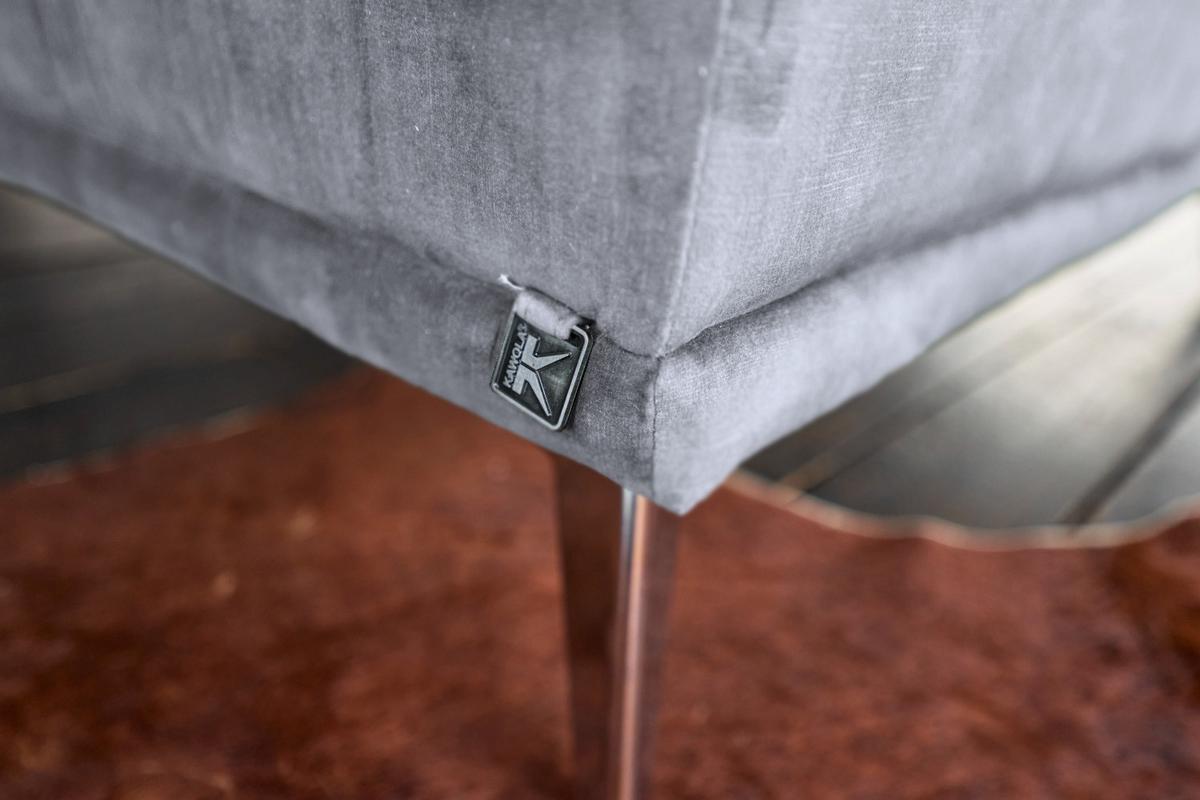 HOCKER WIOLO Grau Velvet - Silberfarben/Grau, Textil/Metall (110/42/110cm) - KAWOLA