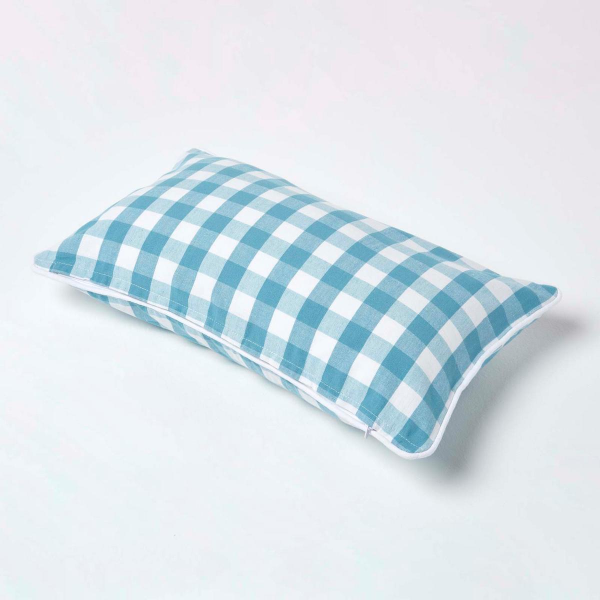 KISSENHÜLLE Karo-Muster 30/50 cm, 100% Baumwolle - Blau, Textil (30/50cm) - Homescapes