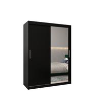 SCHWEBETÜRENSCHRANK 200/150/62 2-türig - Silberfarben/Schwarz, Holz/Kunststoff (150/200/62cm) - MÖBEL KRYSPOL