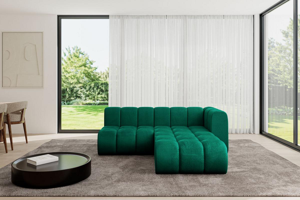 ECKSOFA modulares Sofa Darnel-L1 - 205x177x70 cm Grün - Dunkelgrün, Holzwerkstoff/Textil (205/177cm) - ALTDECOR