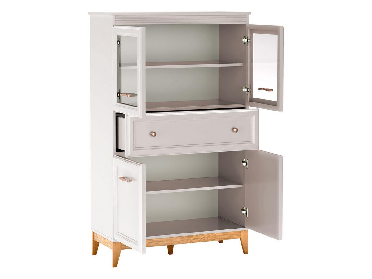 VITRINE Windsor W-05 mit Weißer LED-Beleuchtung - Kaschmir/Eichefarben, Holz/Holzwerkstoff (92/151/41cm) - MIRJAN24
