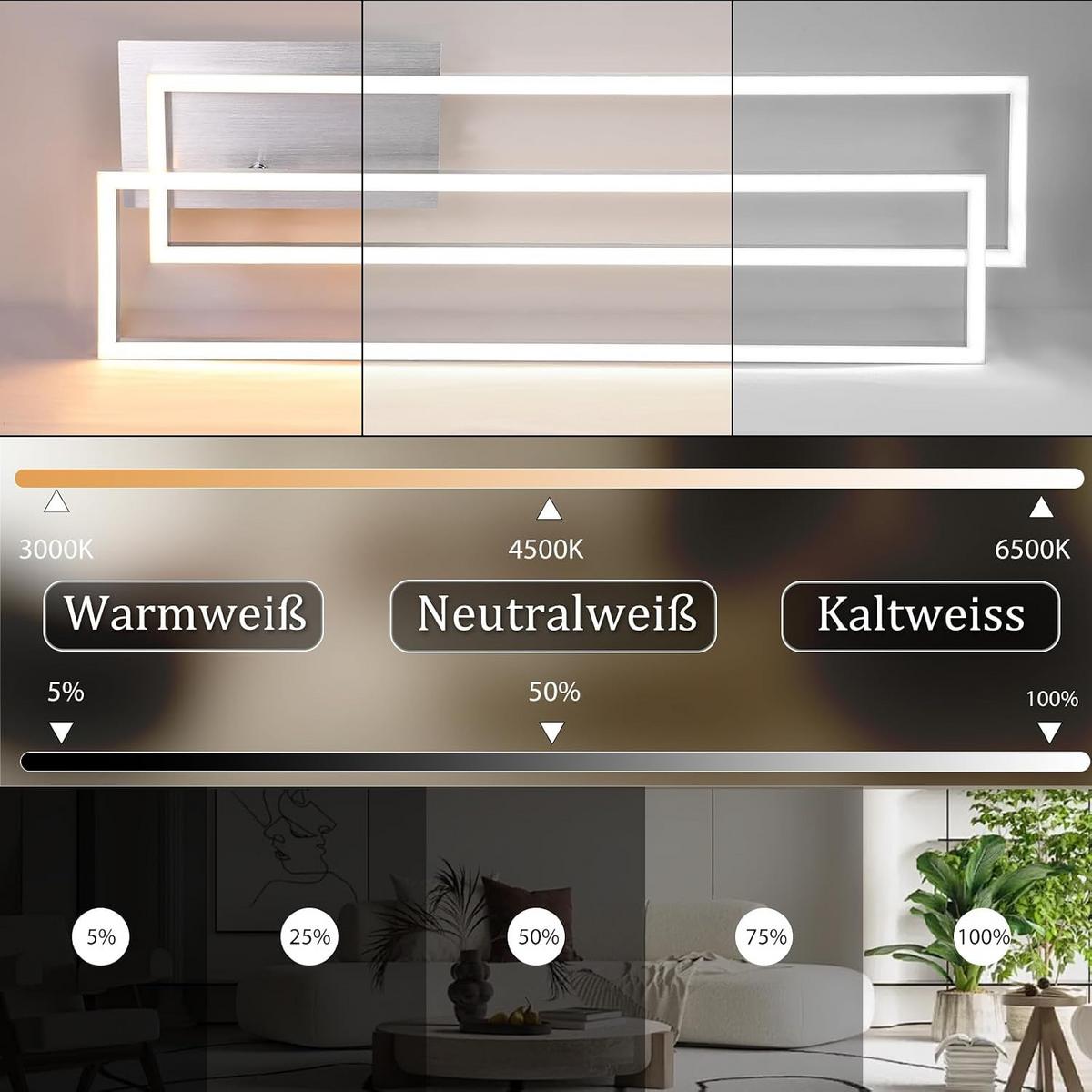 LED-DECKENLEUCHTE Schildhainbach 18.5/7.3/102.0 cm - Silberfarben, Metall (102/18.5/7.3cm) - ZMH