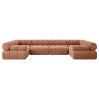 WOHNLANDSCHAFT modulares Sofa Birno-U2 - 380x190x70 cm Apricot Velours - Koralle, Holzwerkstoff/Textil (380/70/190cm) - ALTDECOR