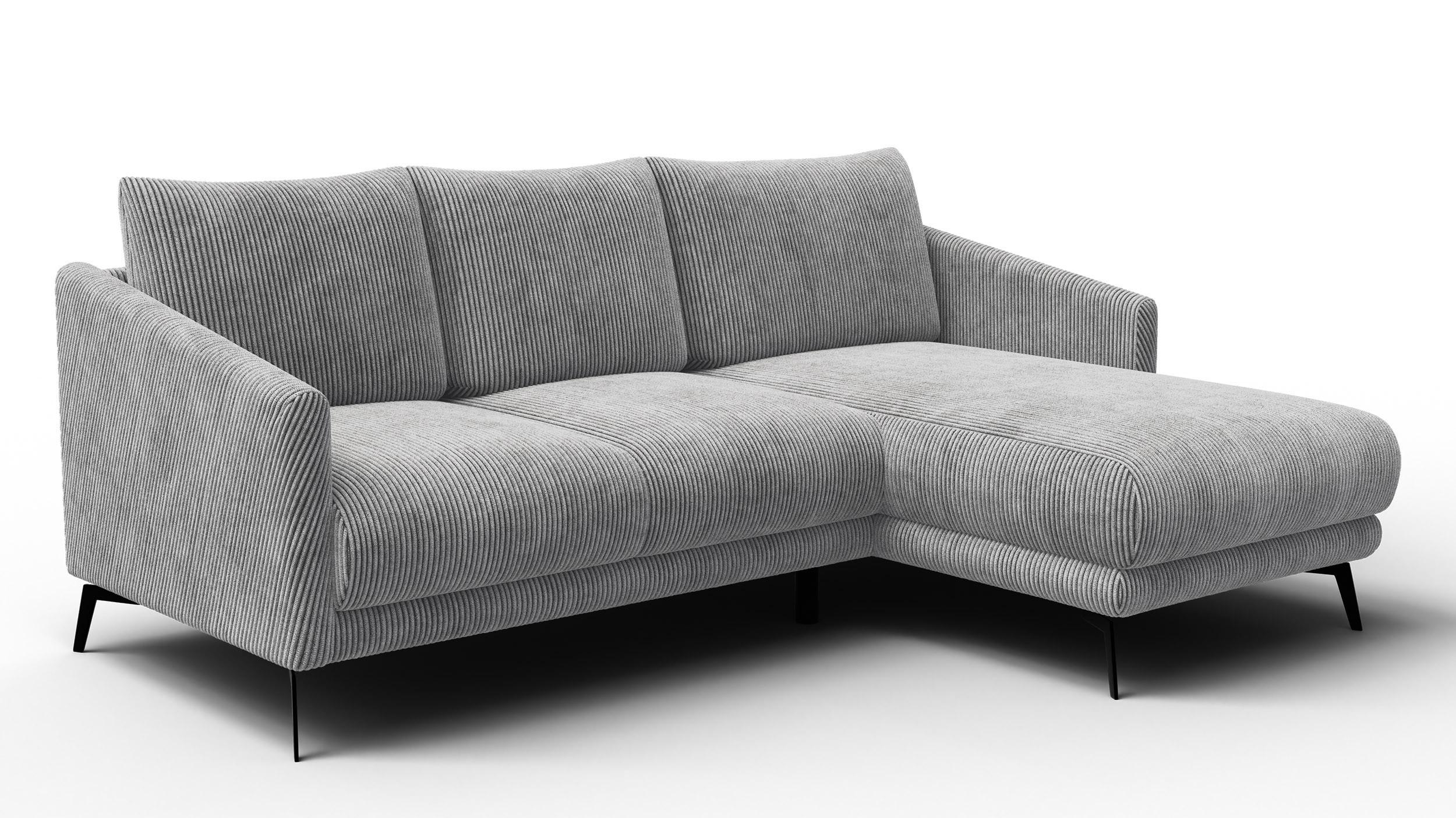 ECKSOFA VILT 3-Sitzer, hellgrau - Hellgrau/Schwarz, Holzwerkstoff/Textil (221/156cm) - Wozimo