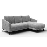 ECKSOFA VILT 3-Sitzer, hellgrau - Hellgrau/Schwarz, Holzwerkstoff/Textil (221/156cm) - Wozimo