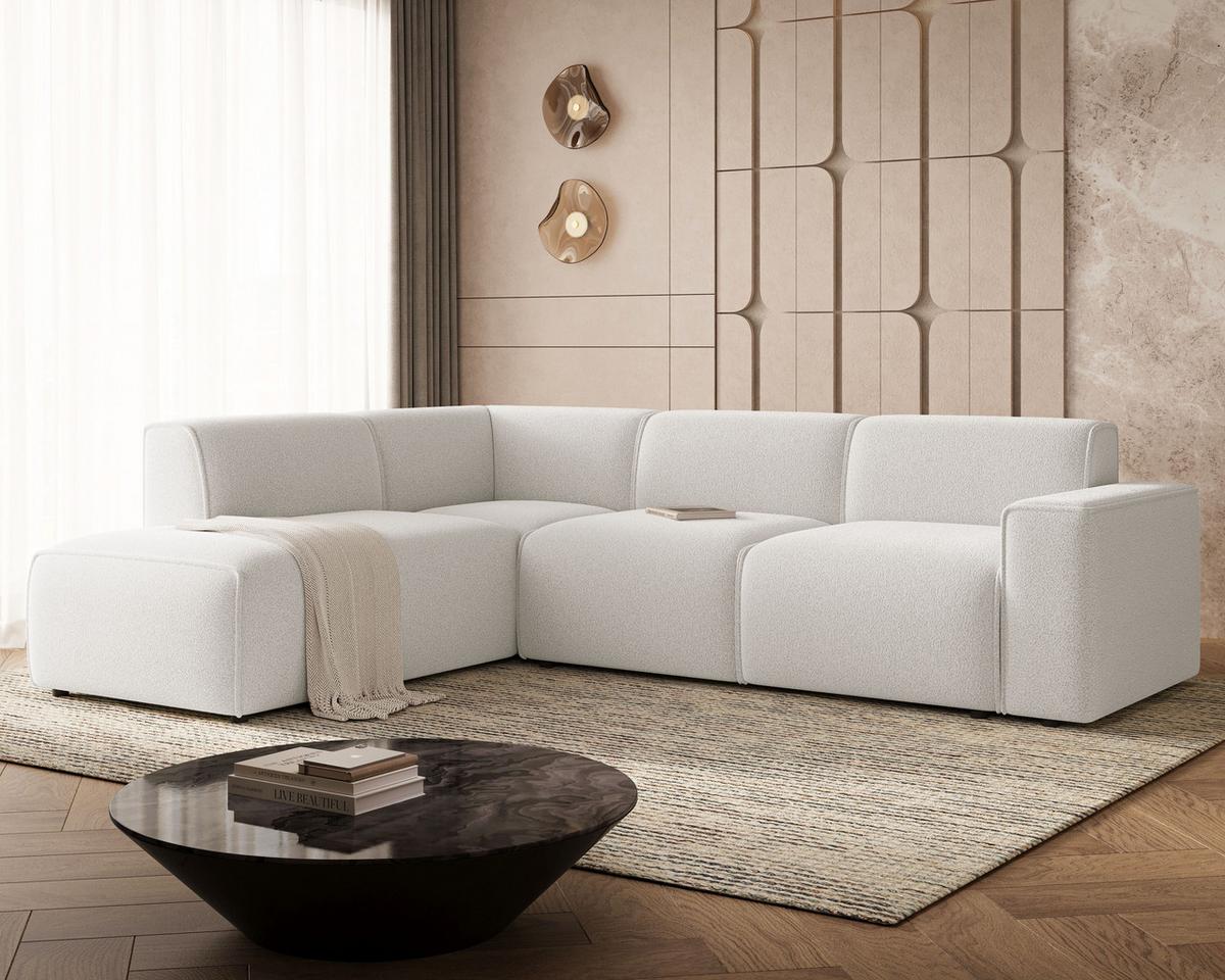 ECKSOFA Eluno Weiß Links - Schwarz/Weiß, Holz/Kunststoff (220/292cm) - Graingold