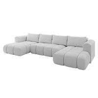 WOHNLANDSCHAFT CLOUD-U 405x185x90 Hellgrau Bouclé - Hellgrau, Holzwerkstoff/Kunststoff (405/90/185cm) - ALTDECOR