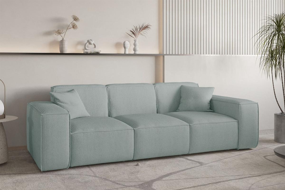 SOFASET Celes Premium 3-2-1 Stoff Scala - Pastellblau, Holzwerkstoff/Textil (225/73/88cm) - Fun Möbel