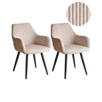 ESSZIMMERSTUHL 2er Set Cord Beige Mori - Beige, Textil/Metall (56/83/64cm) - Beliani