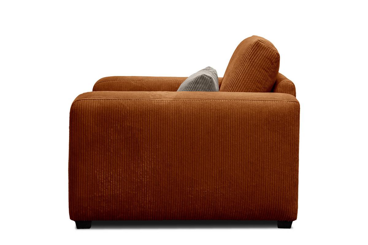 SESSEL OLI in Cordstoff orange - Orange, Holz/Textil (130/91/108cm) - Wozimo