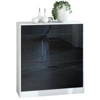 SCHUHSCHRANK Elvas Front in Schwarz Hochglanz - Schwarz Hochglanz, Holzwerkstoff (89/95.5/27cm) - Vladon