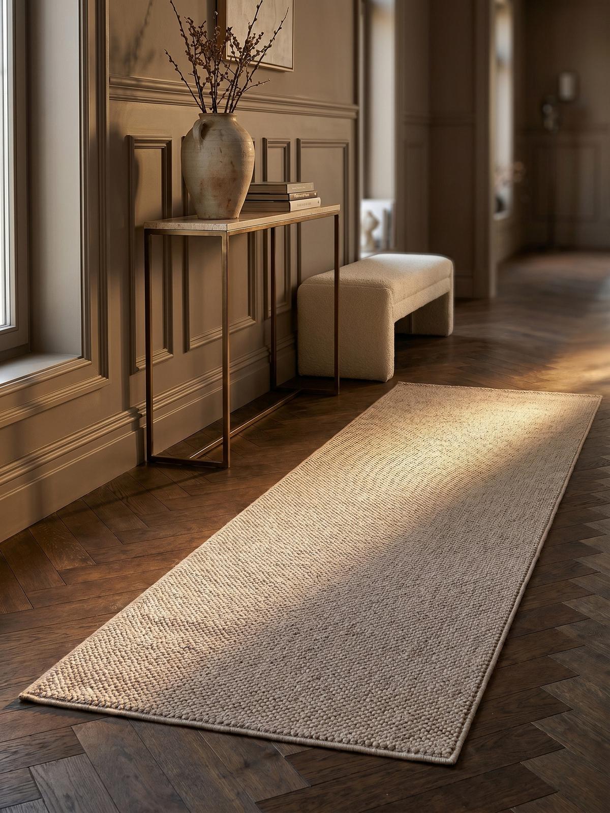 TEPPICH Flachgewebe LANGAU in Beige, meliert, 80 x 250 cm - Beige, Textil (250/80cm) - KADIMA DESIGN