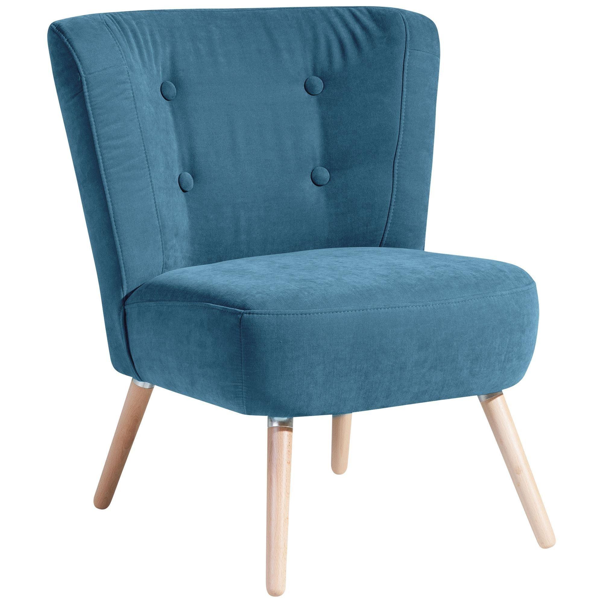 SESSEL Kassi Bezug Veloursstoff Buche natur / petrol - Blau, Kunststoff (69/80/68cm) - 58aufmkessel