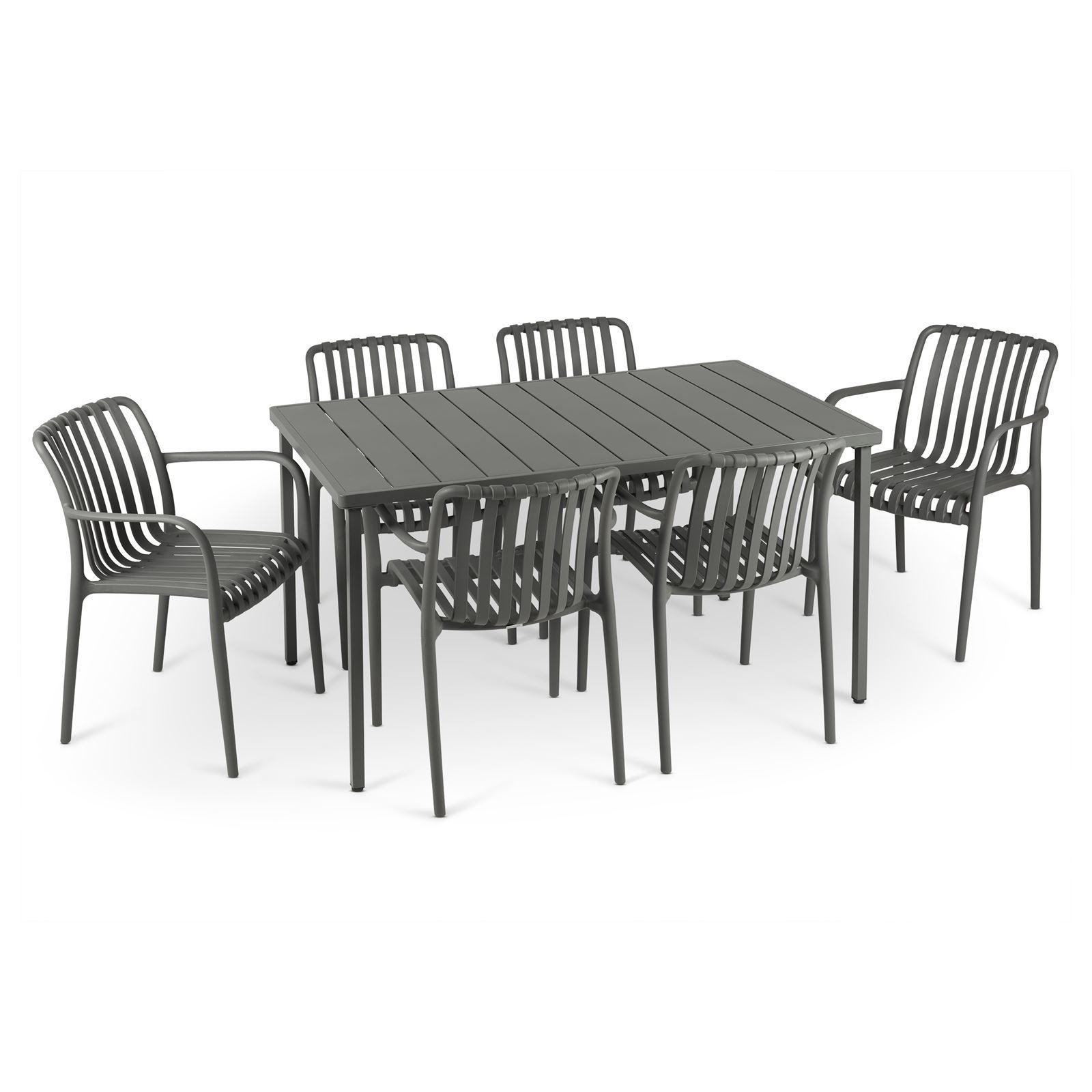 GARTENMÖBEL SET TULIPANO 7er Set grau - Grau, Metall - IDIMEX