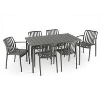 GARTENMÖBEL SET TULIPANO 7er Set grau - Grau, Metall - IDIMEX