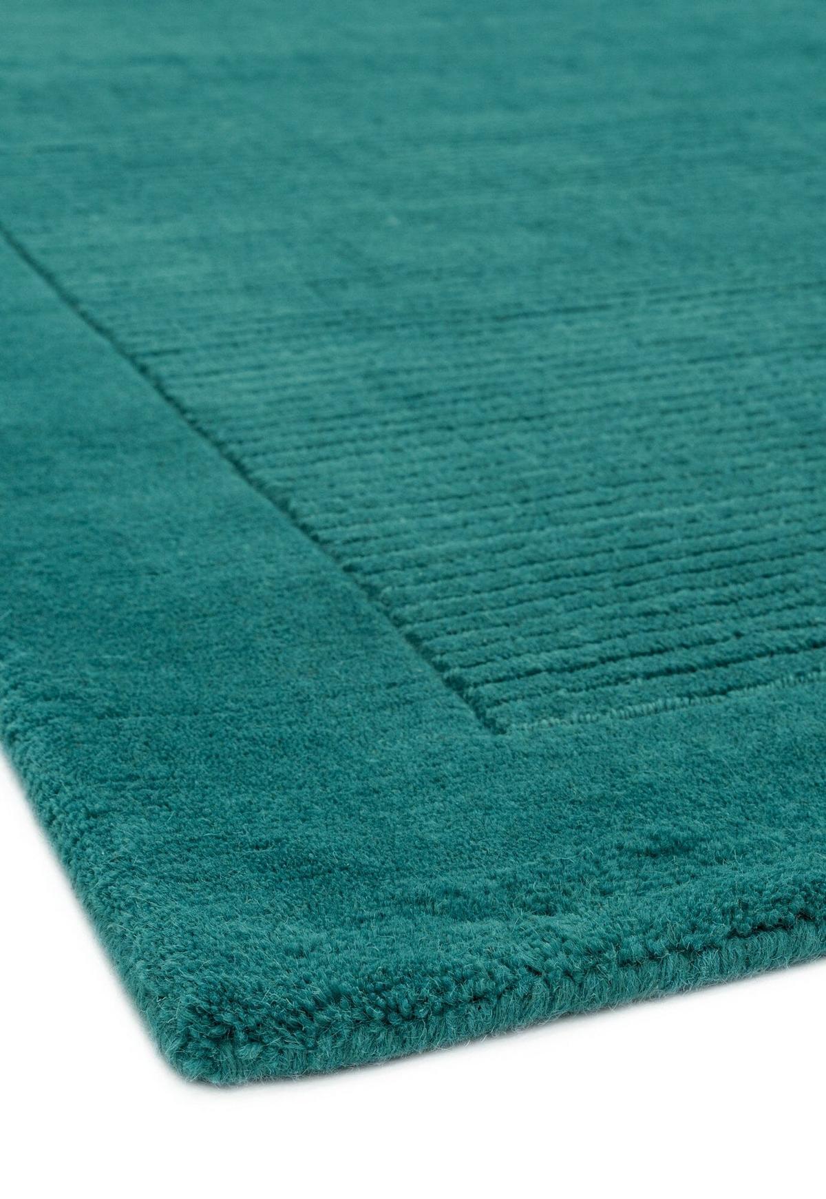 WOLLTEPPICH handgewebt STOW, mit Bordüre, Türkis, 120 x 170 cm - Grün, Textil (120/170cm) - KADIMA DESIGN