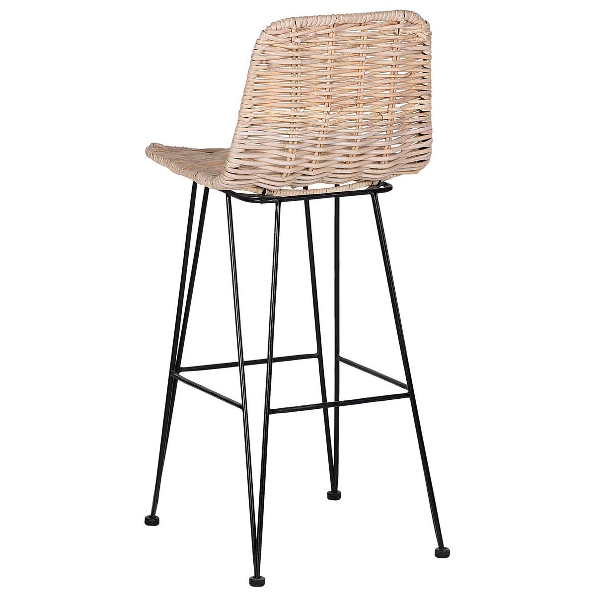 BARHOCKER 2er-Set Rattan Beige Cassita - Beige, Naturmaterialien/Metall (43/103/47cm) - Beliani