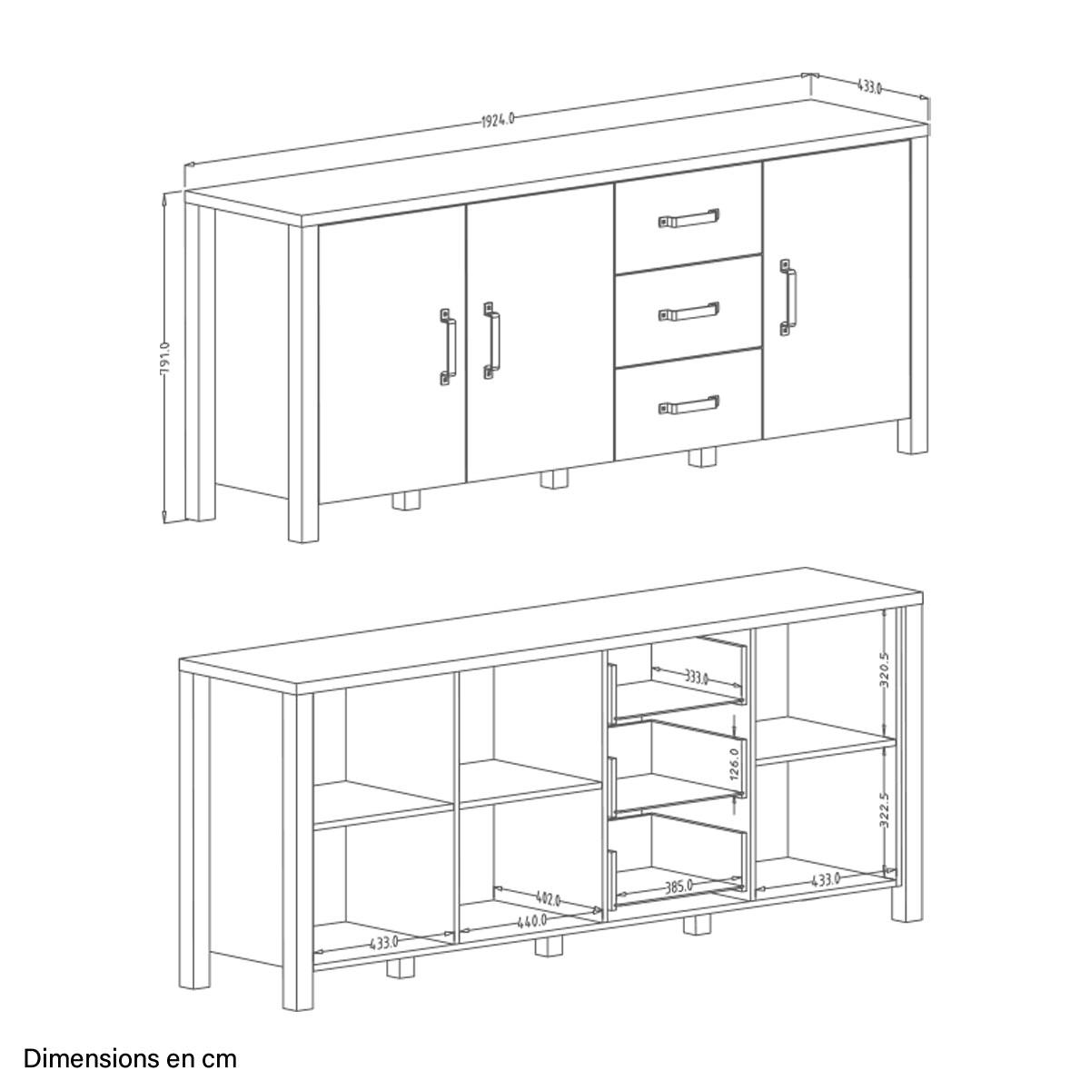 SIDEBOARD Lyam Holz und Schwarz - Braun, Holzwerkstoff (192/79/43cm) - Petits-meubles