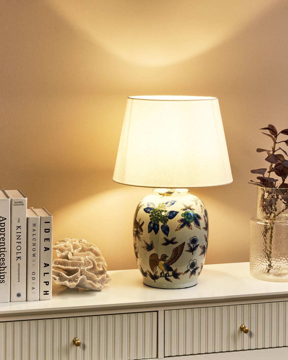 TISCHLAMPE Porzellan Weiß/Blau Sunja - Blau/Weiß, Keramik (32/32/51cm) - Beliani