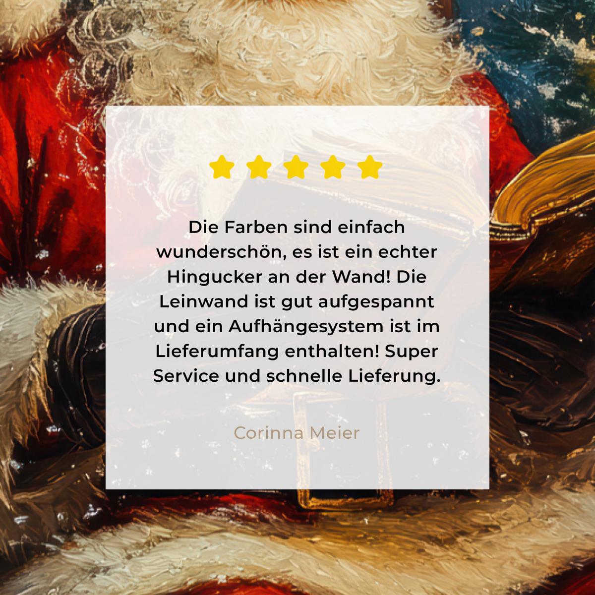 LEINWANDBILD Weihnachtsmann - Weihnachten - Winter - Weihnachtsbaum Deko Groß 90x140 cm - Bordeaux, Textil (90/140cm) - MuchoWow
