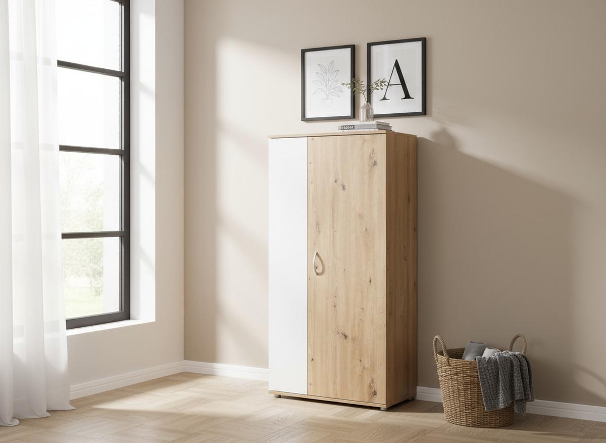 MEHRZWECKSCHRANK 70/159/35 cm Weiß Artisan Oak - Silberfarben/Eiche Artisan, Holzwerkstoff/Kunststoff (70/159/35cm) - arthur berndt