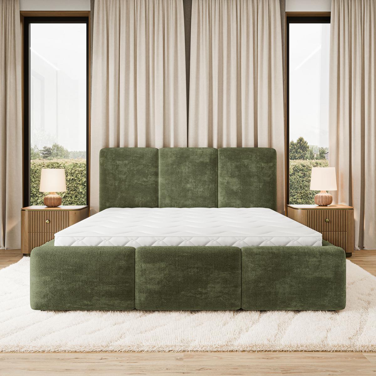 POLSTERBETT MORENA LM 120x200 cm mit Bettkästen - Grün - Grün, Holz (120/200cm) - MASSENO