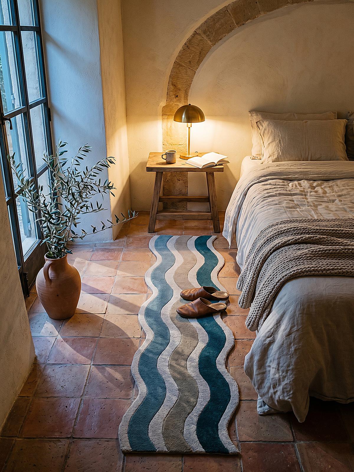 TEPPICHLÄUFER handgetuftet MONNOW, Wellenstreifen, Natur-Blau, 80 x 300 cm - Blau/Beige, Textil (80/300cm) - KADIMA DESIGN