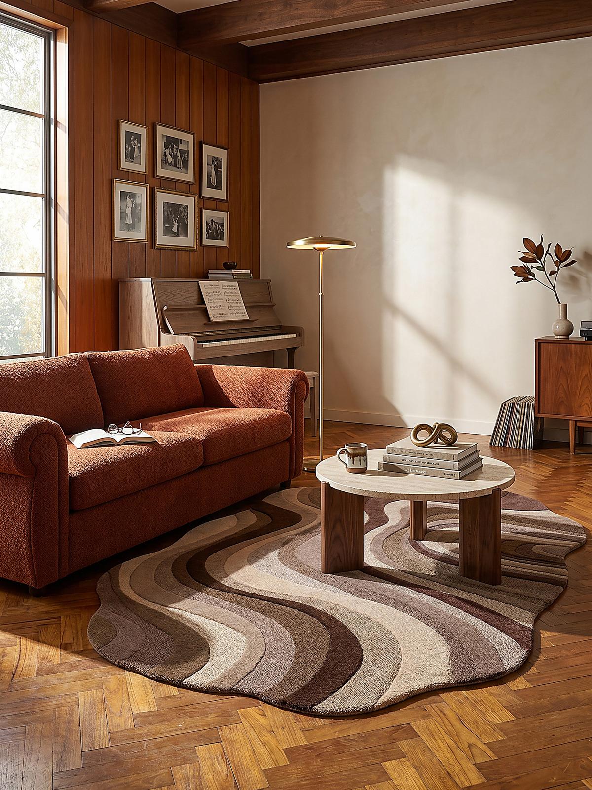 WOLLTEPPICH handgetuftet EFFRA, Wellen-Swirl, Natur, 140 x 200 cm - Beige, Textil (140/200cm) - KADIMA DESIGN