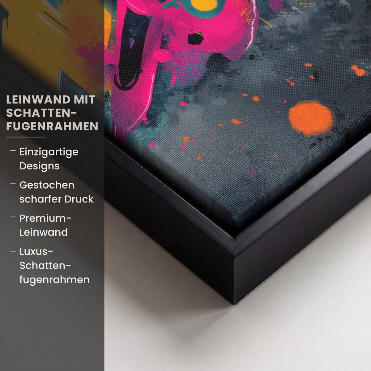 LEINWAND Bilder mit Rahmen - Abstrakt - Graffiti - Farbenfroh - Farbspritzer - 20x30 - Multicolor, Textil (20/30cm) - MuchoWow