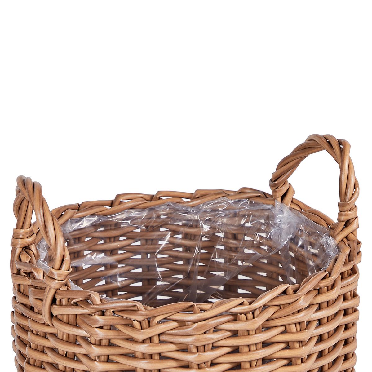 BLUMENKORB Braun Aucuba - Hellbraun, Kunststoff (26cm) - Beliani