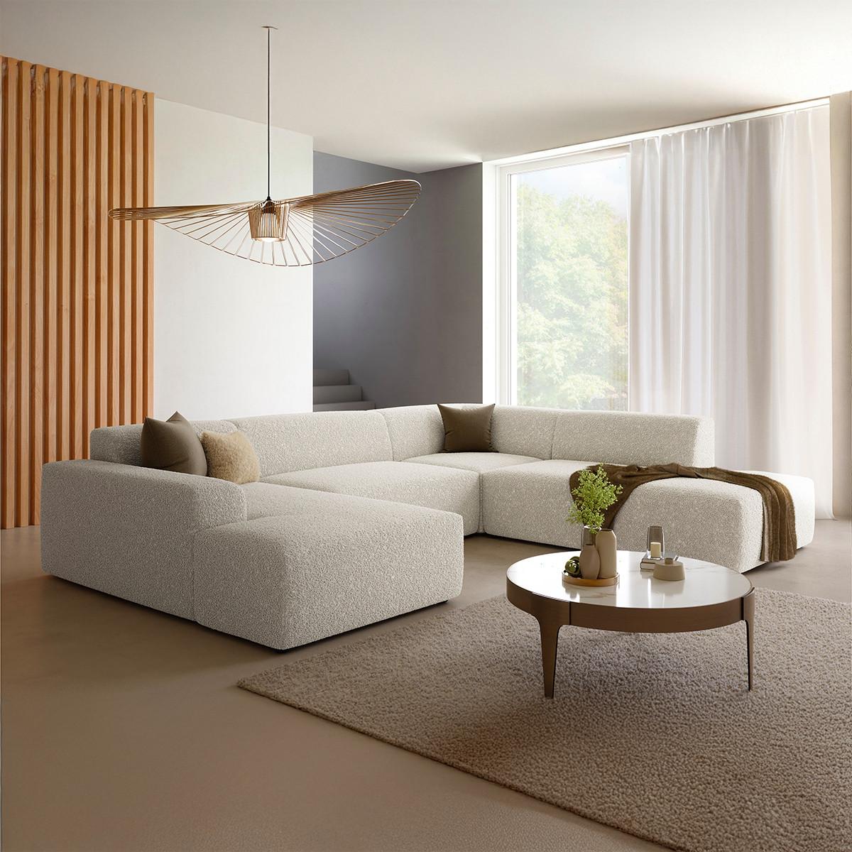 PANORAMASOFA Torino 5 Sitzplätze Beige - Beige, Holz (326/104/190cm) - Petits-meubles
