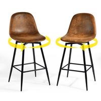 BARHOCKER Drehbare 2er-Set H67 CM - Schwarz/Braun, Textil/Metall (42/97/47cm) - Urban Meuble
