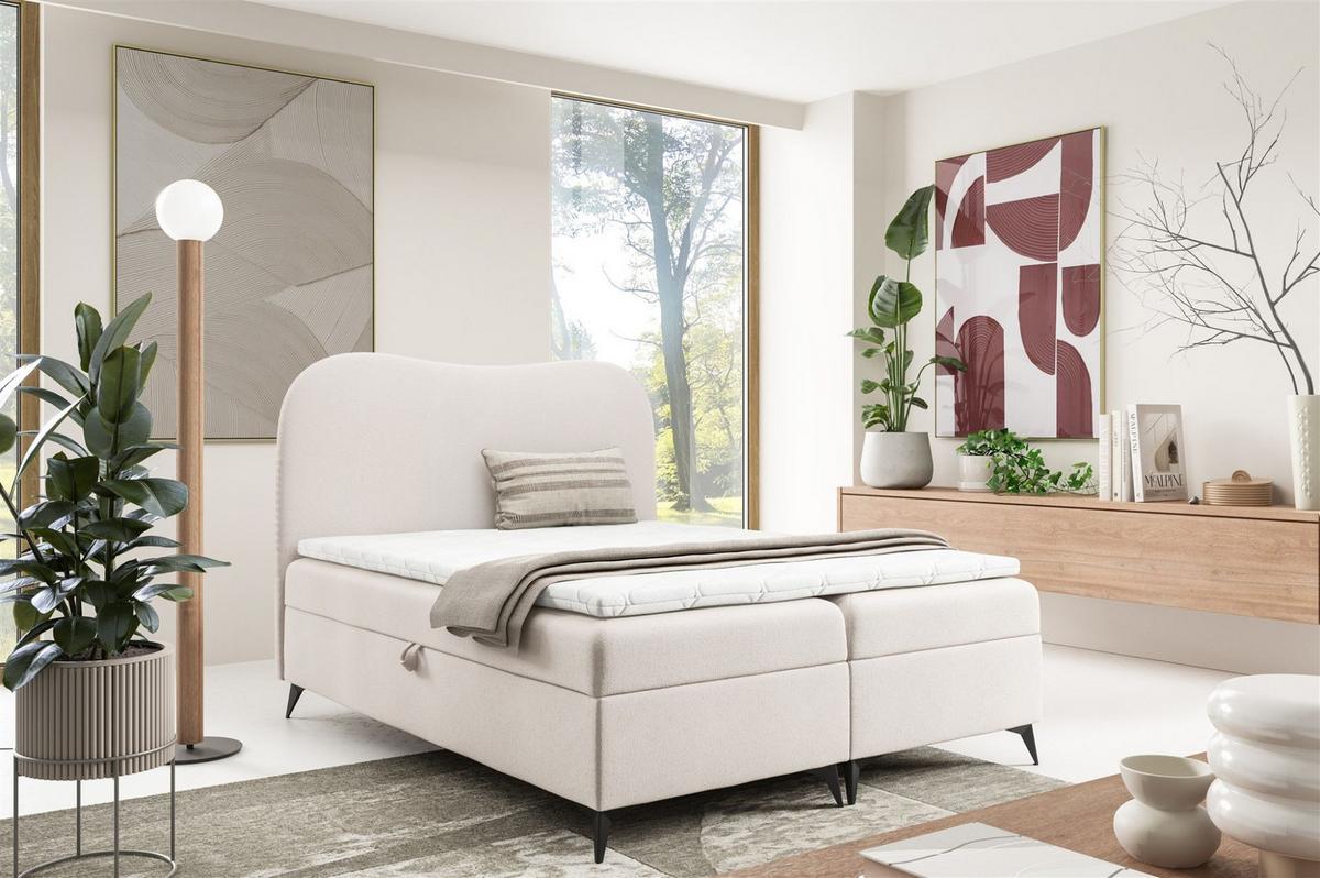 BOXBETT Blair Premium - Weiß, Holzwerkstoff/Textil (200/200cm) - Fun Möbel