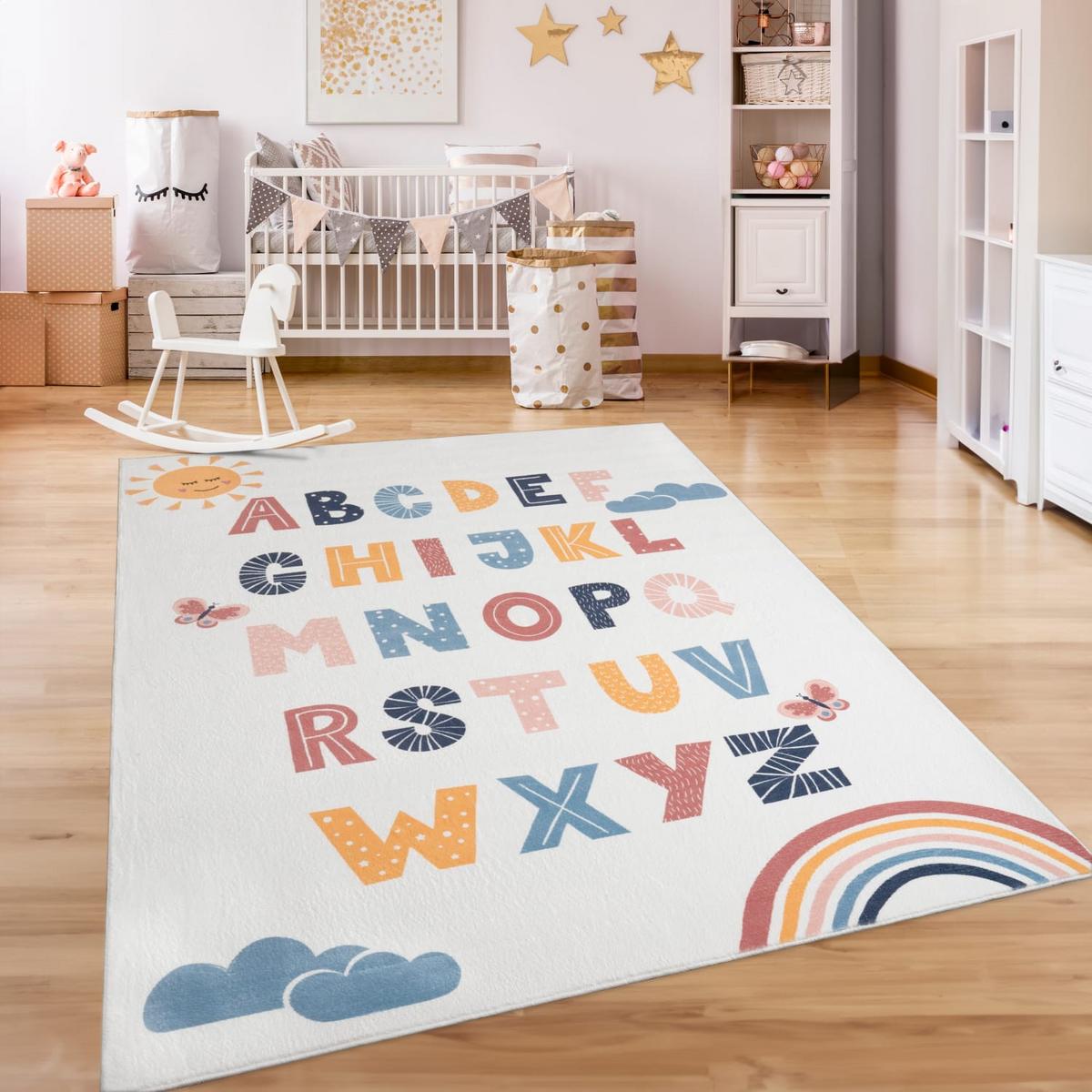 KINDERTEPPICH Waschbar, mit Alphabet-Motiv, Mehrfarbig, 80 x 150 cm - Multicolor, Textil (150/80cm) - KADIMA DESIGN