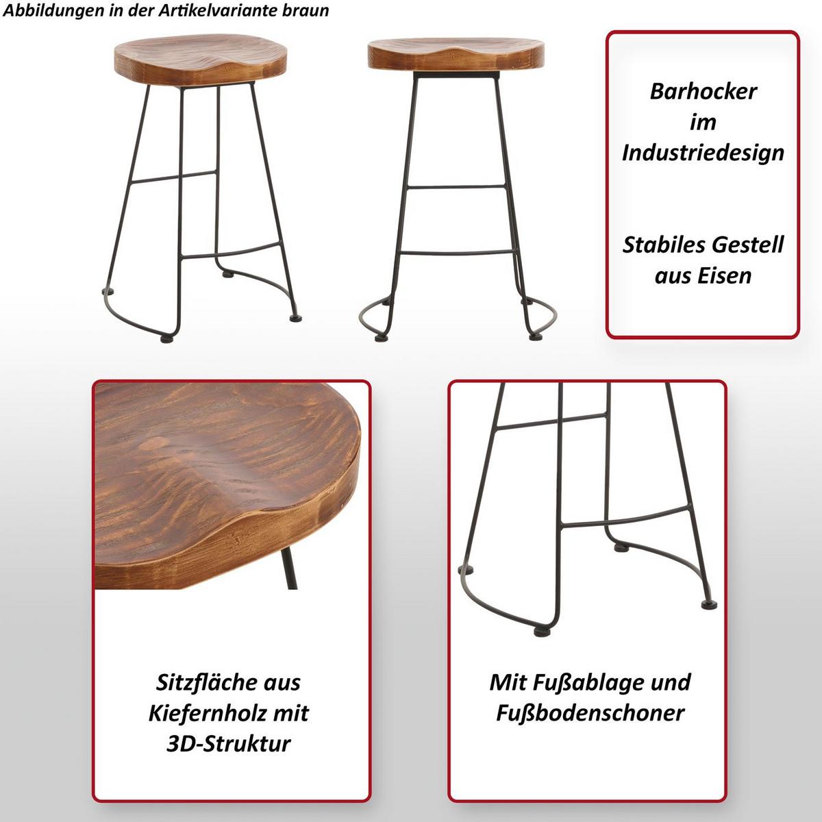 BARHOCKER Beige - Beige, Holz (48/68/44cm) - MCW