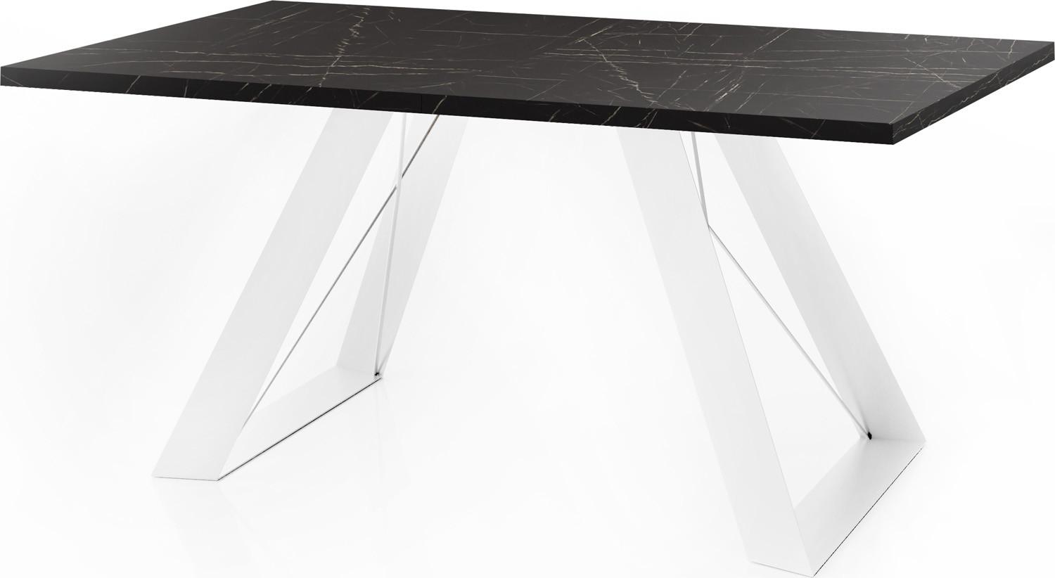 ESSTISCH Colter Weiß rechteckig ausziehbar, Marmor Schwarz 160-260/90/76 cm - Anthrazit/Weiß, Holzwerkstoff/Metall (90/260/76cm) - WFL GROUP