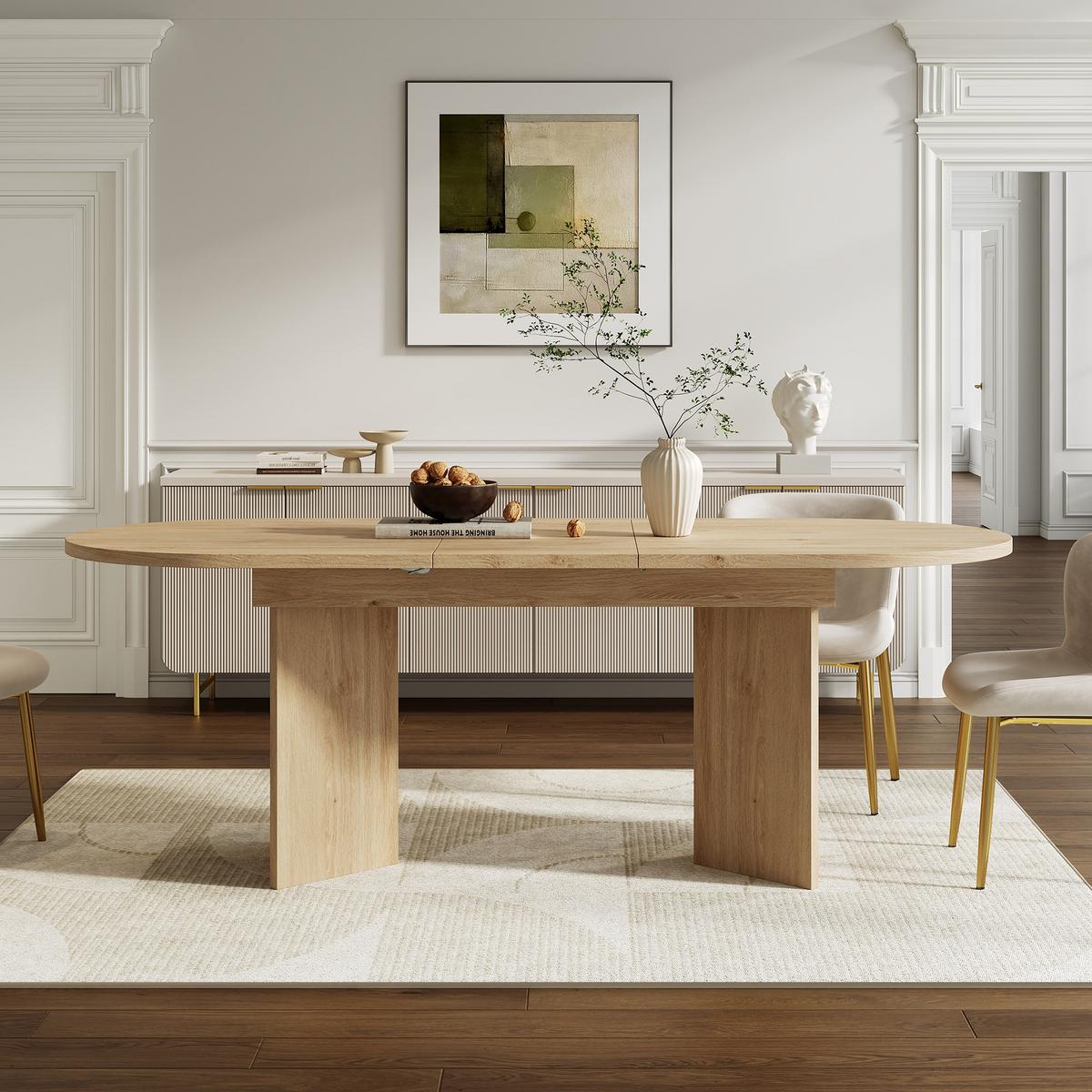 ESSTISCH ausziehbarer eiche-optik 120 bis 160 cm, oval mit abgerundeten ecken - Eichefarben, Holzwerkstoff (80/160/75.5cm) - Urban Meuble