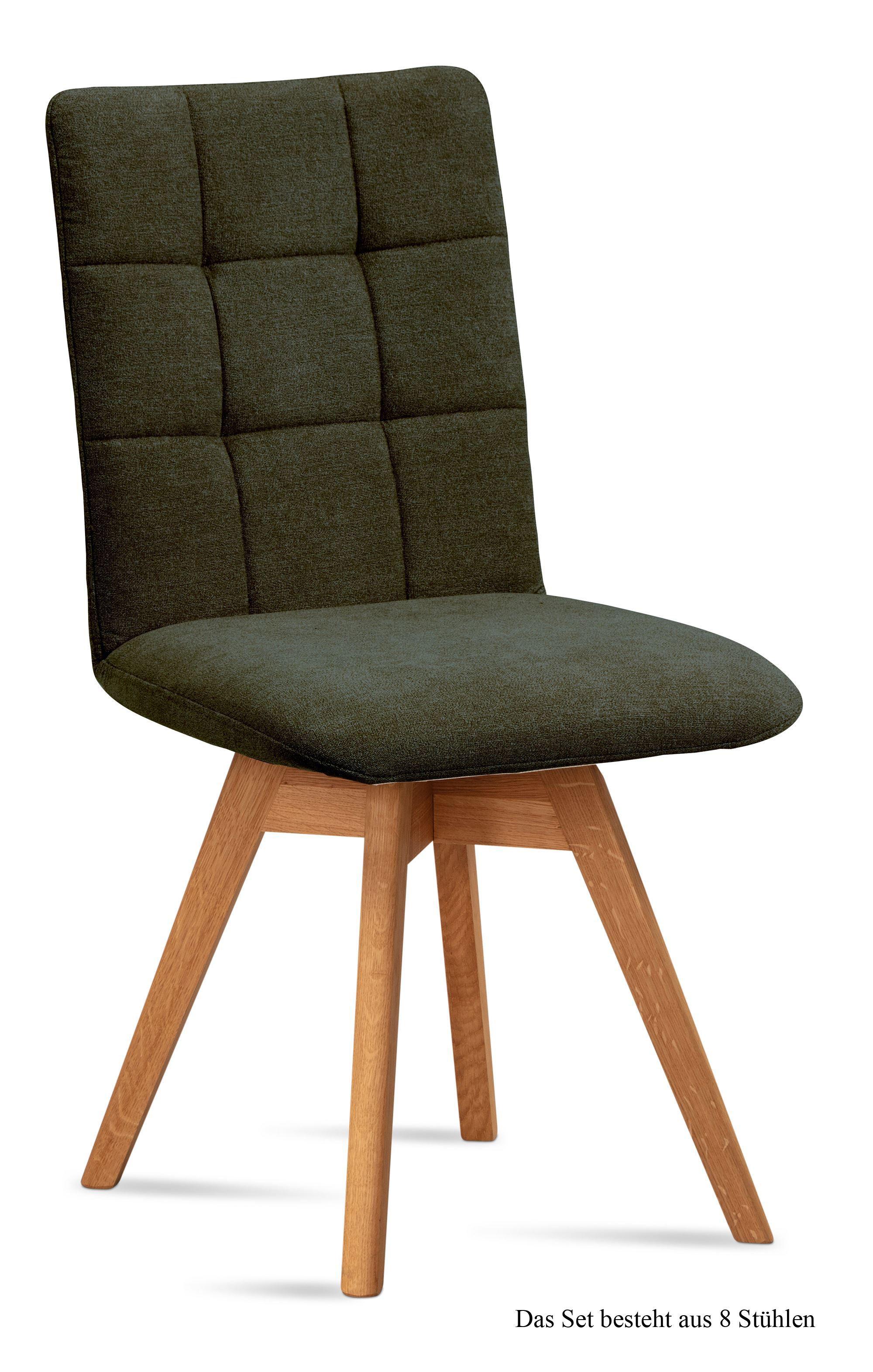 ESSZIMMERSTUHL drehbar (8er-Set) Doria 47x91x60 Eiche geölt/Khaki - Dunkelgrün/Eichefarben, Kunststoff (60/91/47cm) - 58aufmkessel