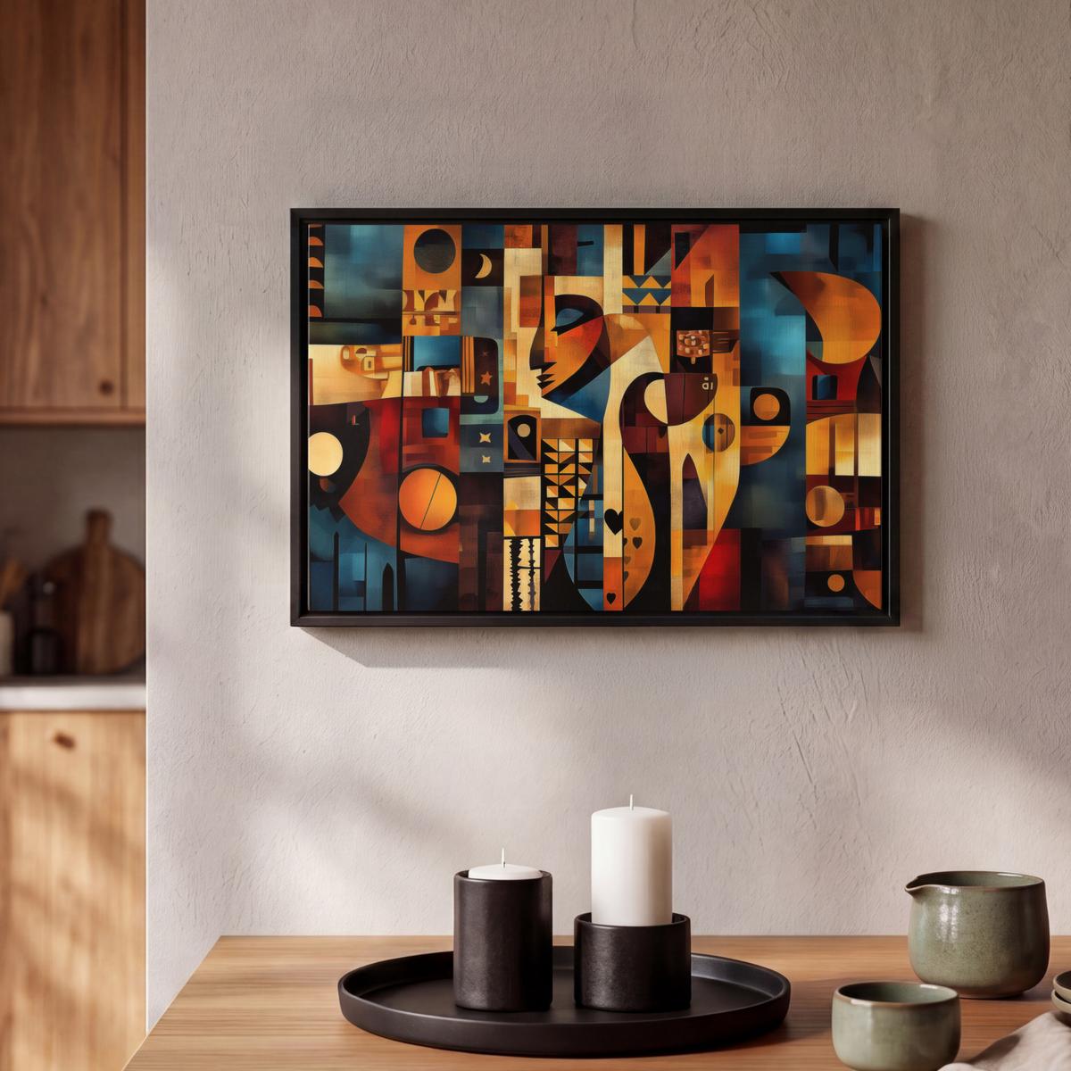 LEINWAND Bilder mit Rahmen - Figuren - Abstrakt - Symbole - 30x20 - Terracotta, Textil (30/20cm) - MuchoWow