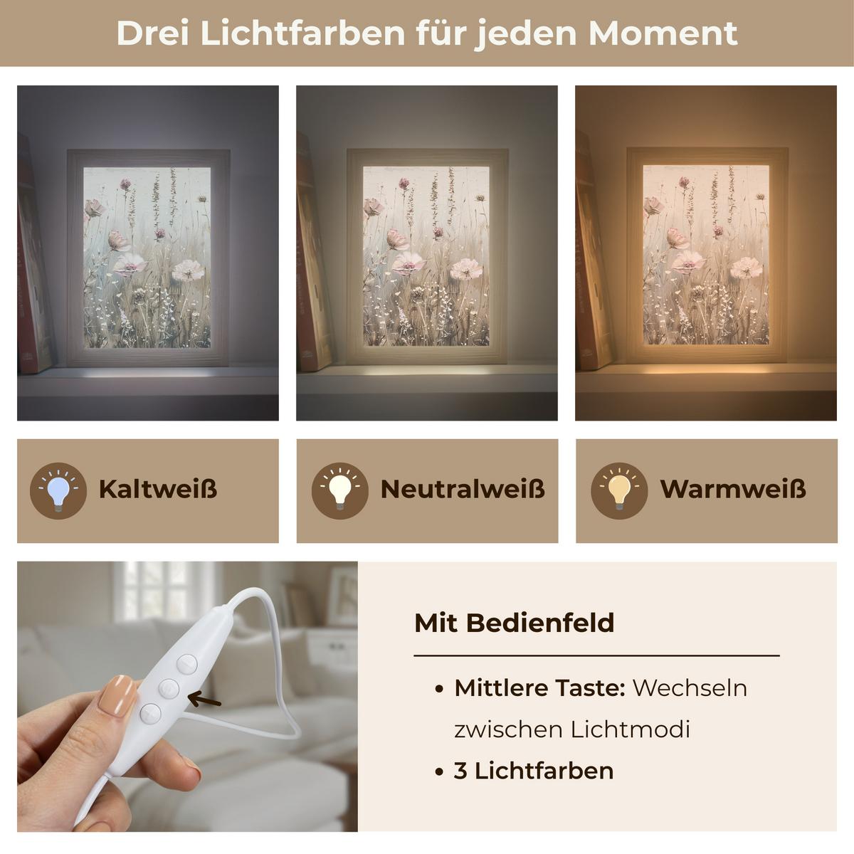 WANDLEUCHTE Blumen - Rosa - Modern - Beige 15x20 cm - Altrosa, Holzwerkstoff (15/20/8cm) - OnlyWow