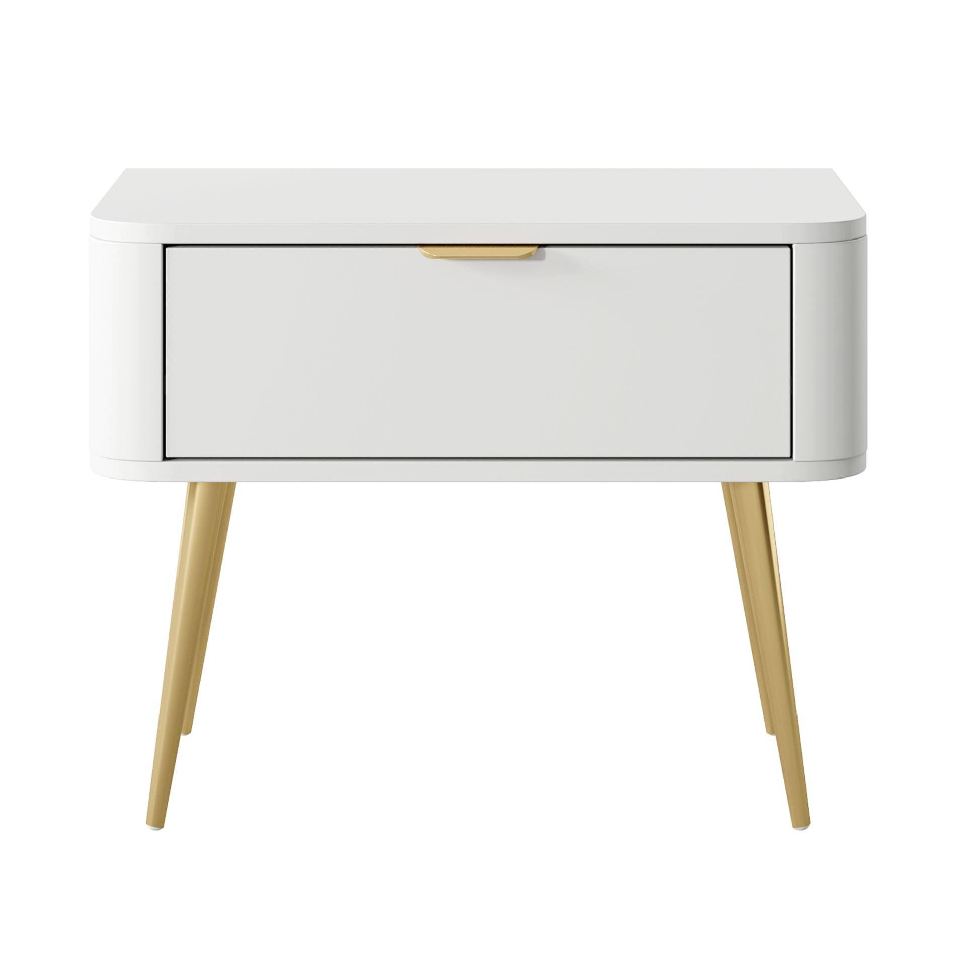 NACHTTISCH Oval Weiß 63 cm - Goldfarben/Weiß, Holzwerkstoff/Metall (62.6/49.2/38cm) - Selsey