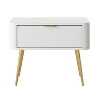 NACHTTISCH Oval Weiß 63 cm - Goldfarben/Weiß, Holzwerkstoff/Metall (62.6/49.2/38cm) - Selsey