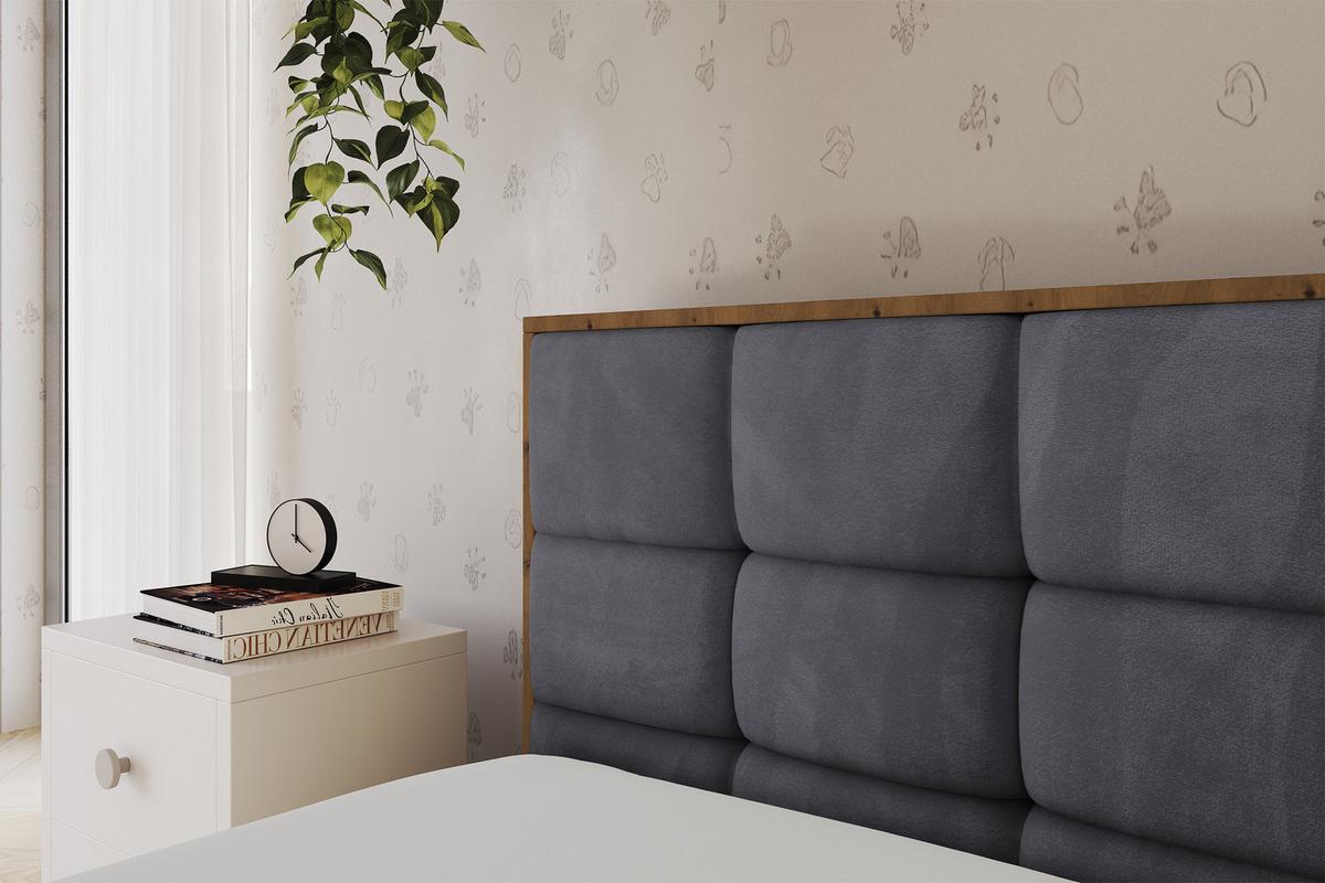 EINZELLBETT Jugendbett mit Bettkasten, Rechts - SOVY 90x200 Dunkelgrau - Titanfarben, Holzwerkstoff/Textil (90/200cm) - ALTDECOR