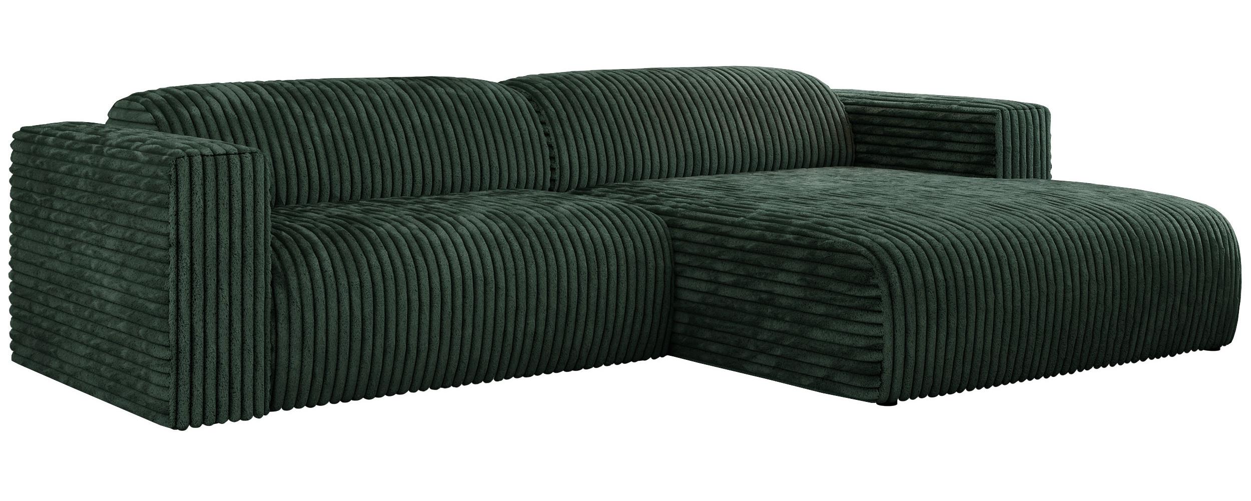 OFERTA WYCOFANA ECKSOFA PASADENA Grün Cord Rechts Seite - Schwarz/Grün, Kunststoff/Textil (288/180cm) - MKS