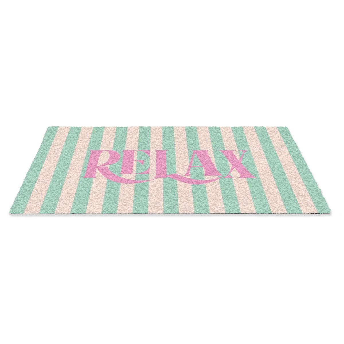 FUSSMATTE Rosa – Grün – Streifen – Entspannung 90x60 cm - Mintgrün, Kunststoff (90/0.4cm) - MuchoWow