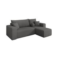 ECKSOFA mit Schlaffunktion Ottomane Rechts SENO-L 249x139x85 Grau Bouclé - Schieferfarben/Schwarz, Holzwerkstoff/Kunststoff (249/139cm) - ALTDECOR