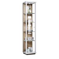 GLASVITRINE 33/37/176 cm mit LED & 4 höhenverstellbaren Glasböden - Transparent/Silberfarben, Glas/Holzwerkstoff (37/176/33cm) - K-Möbel